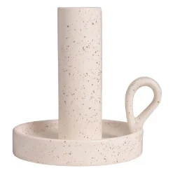 QUVIO Kandelaar - Keramiek - Gebroken wit met spikkels Sale