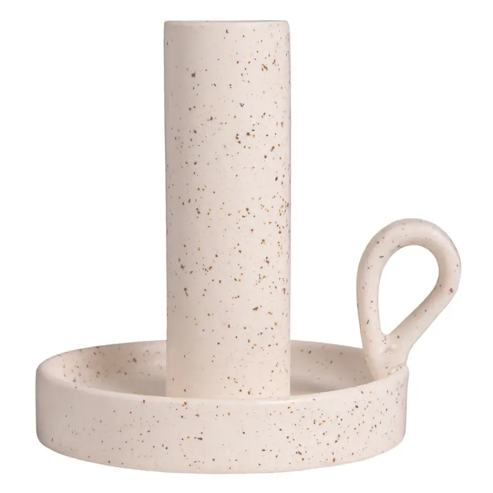 QUVIO Kandelaar - Keramiek - Gebroken wit met spikkels Sale