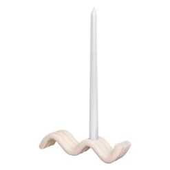 QUVIO Kandelaar golvend - Keramiek - Beige Outlet