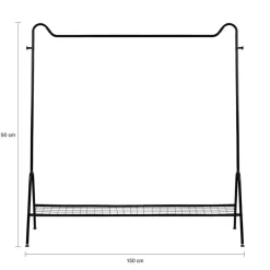 QUVIO Kledingrek met schoenen opbergruimte - Metaal - Zwart Best