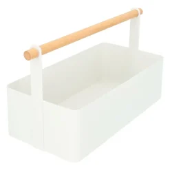 QUVIO Opbergbak met handvat - Metaal - Wit Outlet
