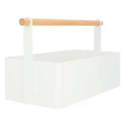 QUVIO Opbergbak met handvat - Metaal - Wit Outlet