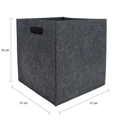 QUVIO Opbergbak vilt vierkant - Grijs