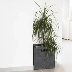 QUVIO Opbergbak vilt vierkant - Set van 2 - Grijs Outlet