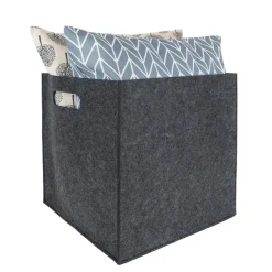 QUVIO Opbergbak vilt vierkant - Set van 4 - Grijs Outlet