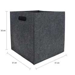 QUVIO Opbergbak vilt vierkant - Set van 6 - Grijs Clearance