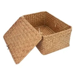 QUVIO Opbergmand - 29 x 19 x 12 cm - Rotan - Bruin Best