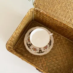 QUVIO Opbergmand - 29 x 19 x 12 cm - Rotan - Bruin Best