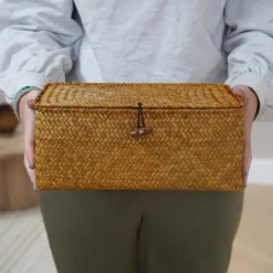 QUVIO Opbergmand - 29 x 19 x 12 cm - Rotan - Bruin Best