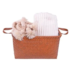 QUVIO Opbergmand gevlochten - Rechthoek - Rotan - 38x28x24 cm - Bruin Discount