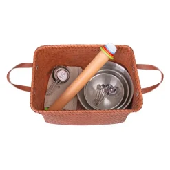 QUVIO Opbergmand gevlochten - Rechthoek - Rotan - 38x28x24 cm - Bruin Discount