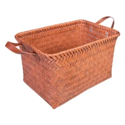 QUVIO Opbergmand gevlochten - Rechthoek - Rotan - 38x28x24 cm - Bruin Discount