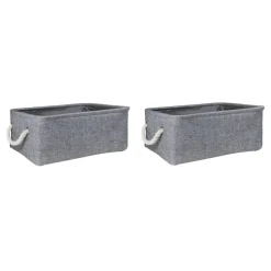 QUVIO Opbergmand met handvaten van touw - Grijs - M - Set van 2 New