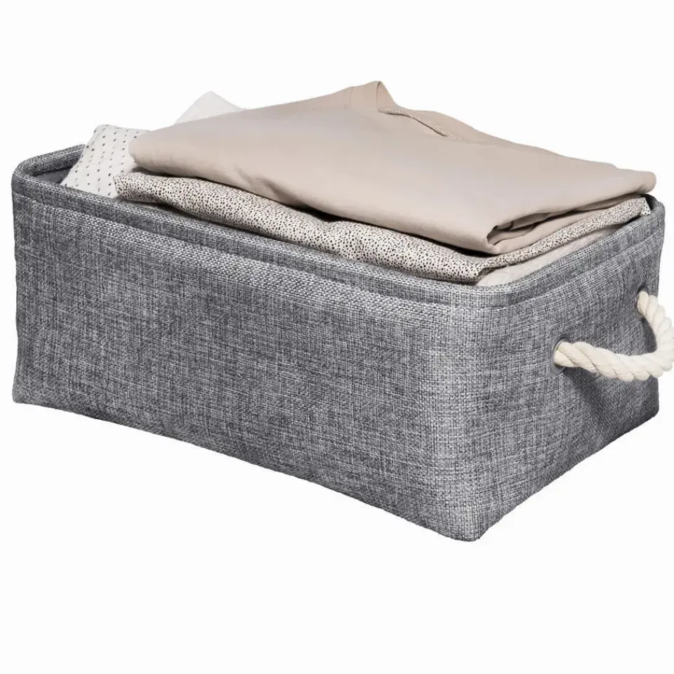 QUVIO Opbergmand met handvaten van touw - Grijs - M - Set van 2 New