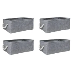QUVIO Opbergmand met handvaten van touw - Grijs - M - Set van 4 Hot