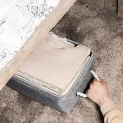 QUVIO Opbergmand met handvaten van touw - Grijs - M - Set van 4 Hot