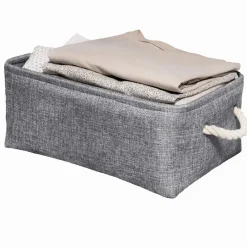 QUVIO Opbergmand met handvaten van touw - Grijs - M - Set van 4 Hot