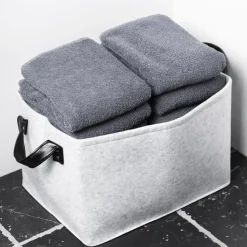 QUVIO Opbergmand Vilt - Grijs - Set van 6 Best