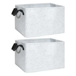 QUVIO Opbergmand Vilt - Grijs - Set van 2 Online