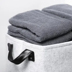 QUVIO Opbergmand Vilt - Grijs - Set van 2 Online