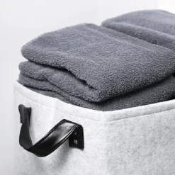 QUVIO Opbergmand Vilt - Grijs - Set van 4 Clearance