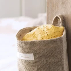 QUVIO Ophangbaar opbergbakje katoen linnen - Sterren Discount