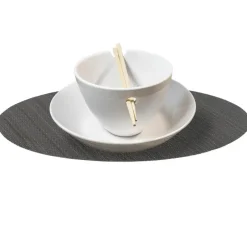 QUVIO Placemat ovaal - 32 x 45 cm - Grijs/bruin - Set van 6 Hot