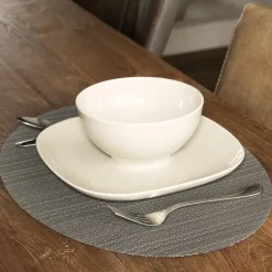 QUVIO Placemat ovaal - 32 x 45 cm - Grijs/bruin - Set van 6 Hot