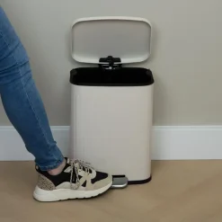 QUVIO Prullenbak 13 L - Rechthoekig afgerond - Metaal - Beige Online