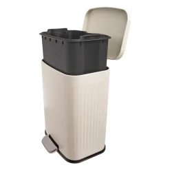 QUVIO Prullenbak 13 L - Rechthoekig afgerond - Metaal - Beige Online