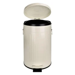 QUVIO Prullenbak retro - 12 L - Metaal - Beige Clearance