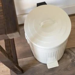 QUVIO Prullenbak retro - 12 L - Metaal - Beige Clearance