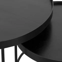 QUVIO Salontafel Sara - Set van 2 - FSC® mangohout - Metaal - Zwart Discount