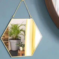 QUVIO Spiegel zeshoek breed - Goud