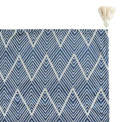 QUVIO Tafelkleed - 200 x 135 cm - Grafische print - Katoen - Grijsblauw Hot