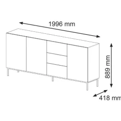 Homlando Ravenna F dressoir ladekast 200 3D3S gefreesd MDF folie met frame Outlet