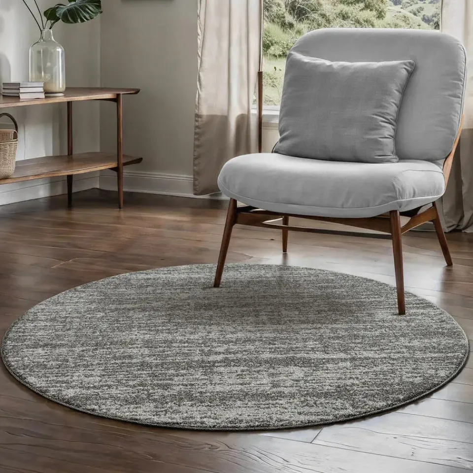 Muratap Relax Oslo - Laagpolig Effen Vloerkleed - Grijs - 150 CM ROND Hot