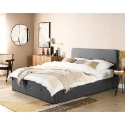 Beliani RENNES - Bed met opbergruimte - Grijs - 160x200 cm - Polyester