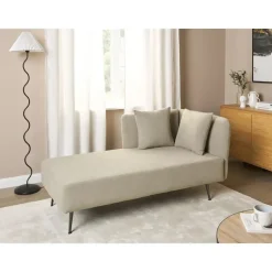 Beliani RIOM - Chaise longue - Beige - Rechtszijdig - Stof