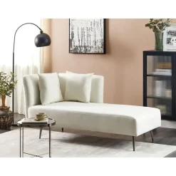 Beliani RIOM - Chaise longue - Wit - Linkszijdig - Stof Discount