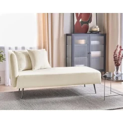 Beliani RIOM - Chaise longue - Wit - Linkszijdig - Bouclé Discount