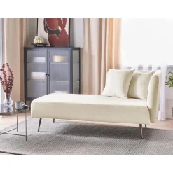 Beliani RIOM - Chaise longue - Wit - Rechterzijde - Bouclé