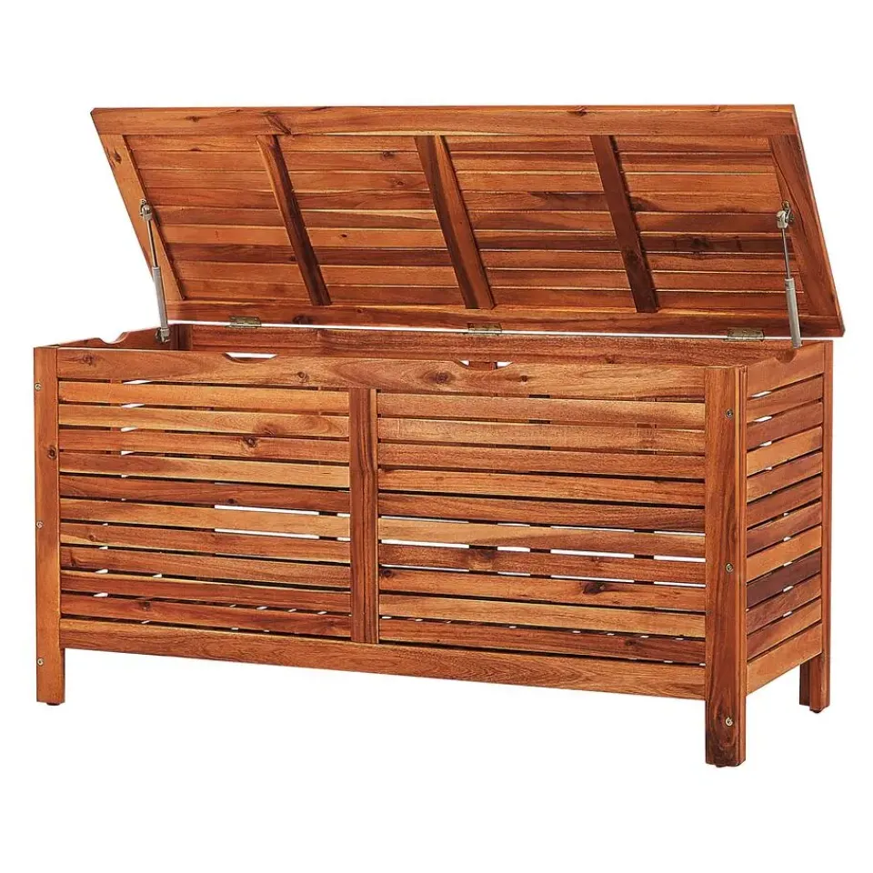 Beliani RIVIERA - Kussenbox - Donkere houtkleur - 130 cm - Acaciahout Clearance