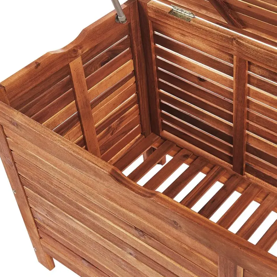 Beliani RIVIERA - Kussenbox - Donkere houtkleur - 130 cm - Acaciahout Clearance