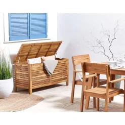 Beliani RIVIERA - Kussenbox - Lichte houtkleur - 130 cm - Acaciahout Discount