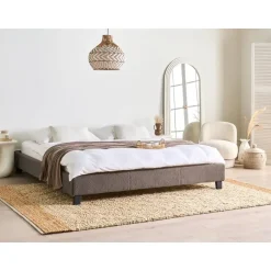 Beliani ROANNE - Tweepersoonsbed - Taupe - 180 x 200 cm - Bouclé New