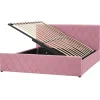 Beliani ROCHEFORT - Tweepersoonsbed - Roze - 160 x 200 cm - Fluweel Best
