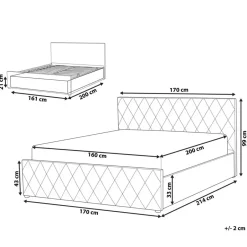 Beliani ROCHEFORT - Tweepersoonsbed - Roze - 160 x 200 cm - Fluweel Best