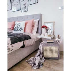 Beliani ROCHELLE - Bed opbergruimte - Lichtgrijs - 140 x 200 cm - Polyester Discount