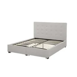 Beliani ROCHELLE - Bed opbergruimte - Lichtgrijs - 140 x 200 cm - Polyester Discount